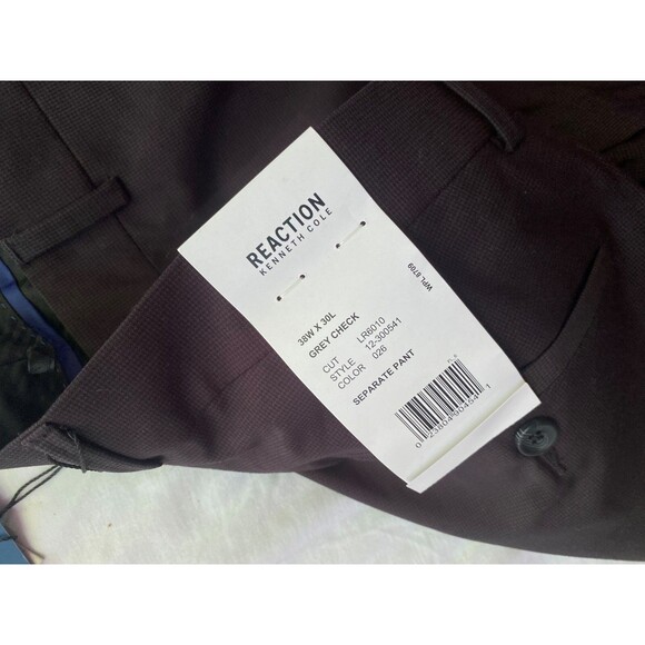 Kenneth Cole Reaction Flex Pants Mens    38 x 30 Grey Check - Picture 2 of 3